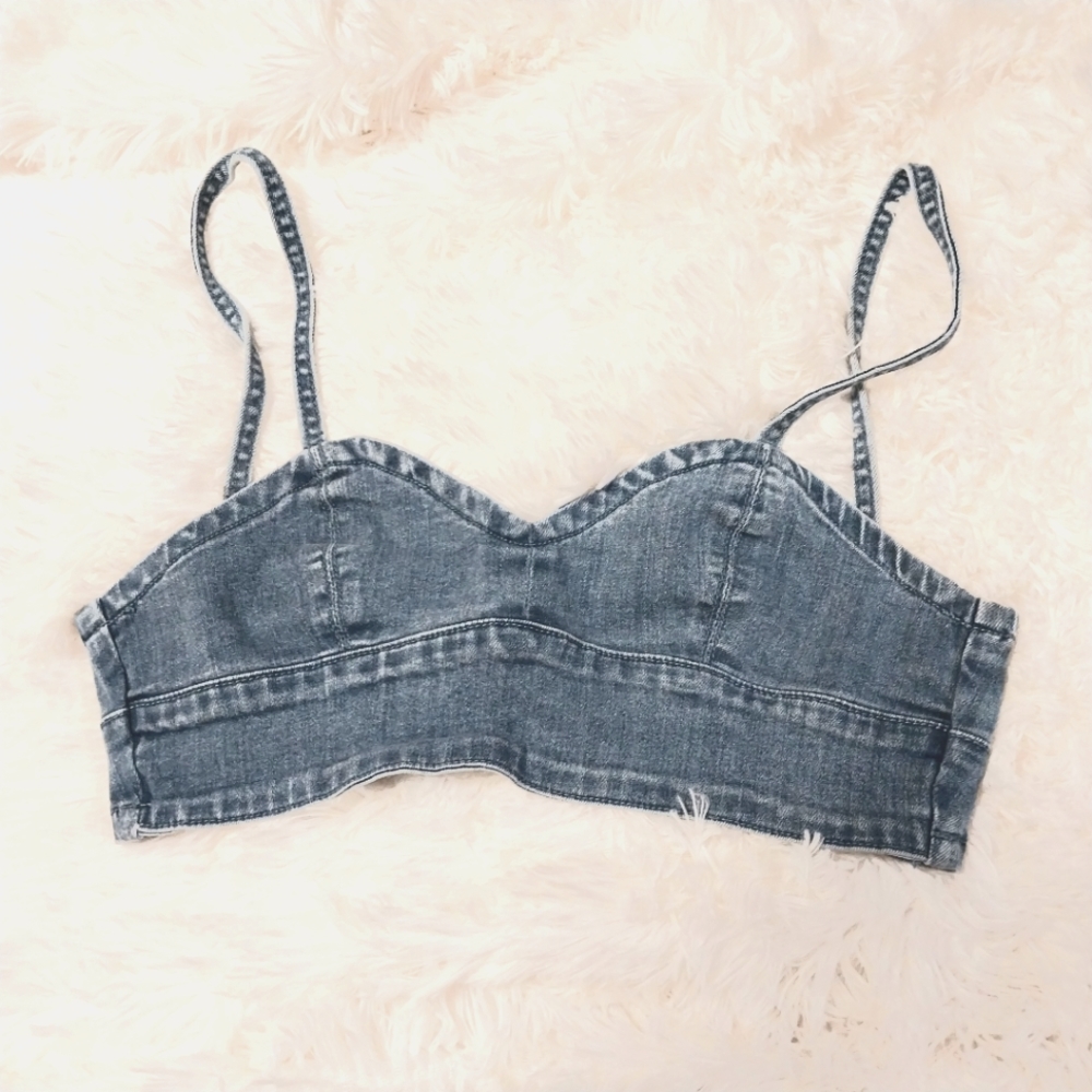 Sugar Thrillz denim crop top bra stretchy summer xs xxs dolls kill